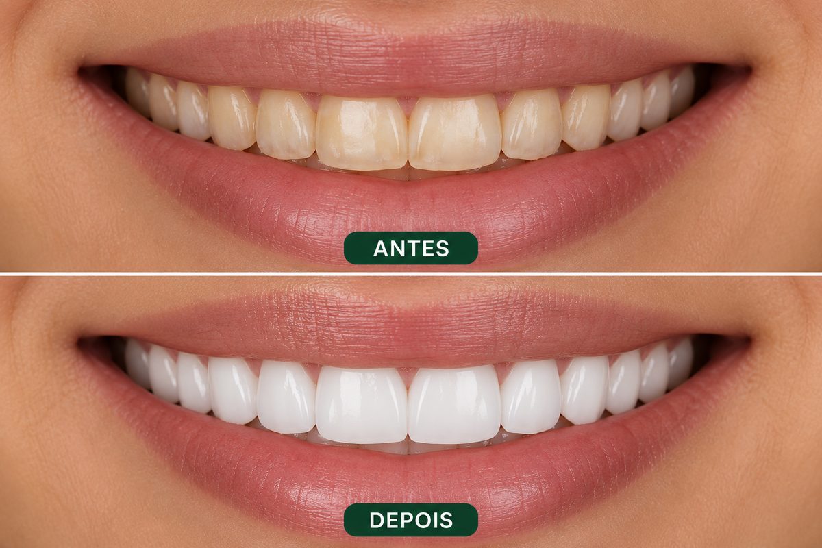Paciente sorrindo após clareamento dental na Vem Sorrir em Anchieta RJ